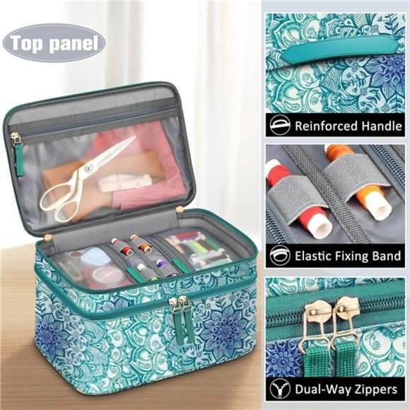 Sewing Accessories Storage &Organizer Case, Double-Layer Sewing Kit Carrying Bag - Picture 3 of 7